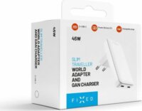 Fixed Slim Traveller 2xUSB-C Hálózati Utazó Gyorstöltő Adapter 45W - Fehér