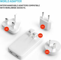 Fixed Slim Traveller 2xUSB-C Hálózati Utazó Gyorstöltő Adapter 45W - Fehér