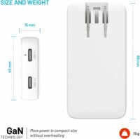 Fixed Slim Traveller 2xUSB-C Hálózati Utazó Gyorstöltő Adapter 45W - Fehér