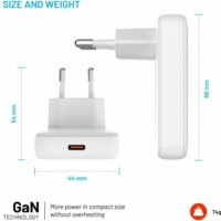 Fixed Slim USB-C Hálózati Utazó Gyorstöltő Adapter 30W - Fehér