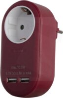 Entac EPAG-1EE-2USB-BR Hálózati Dugalj 1 aljzatos + 2x USB-A - Burgundi Vörös
