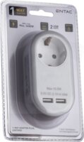 Entac EPAG-1EE-2USB-W Hálózati Dugalj 1 aljzatos + 2x USB-A - Fehér