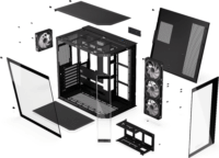 Krux Empero Midi Torony Számítógépház + 3db 120mm ARGB ventilátor - Fekete