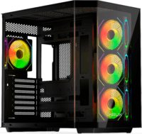 Krux Empero Midi Torony Számítógépház + 3db 120mm ARGB ventilátor - Fekete