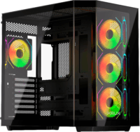 Krux Empero Midi Torony Számítógépház + 3db 120mm ARGB ventilátor - Fekete