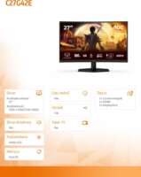 AOC 27" C27G42E 16:9 FullHD Fast VA Ívelt Gaming Monitor 180Hz - Fekete