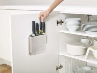 Joseph Joseph DoorStore Rozsdamentes acél késkészlet Fali tartóval 4 darabos - Kék / Opál fehér