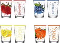Solmazer Iris 205ml Üdítős üveg pohár - Többfajta gyümölcs mintás
