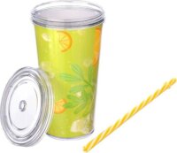 Titiz Limeshake 600ml Üdítős pohár tetővel és szívószállal - Többfajta mintás