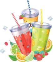 Titiz Limeshake 600ml Üdítős pohár tetővel és szívószállal - Többfajta mintás