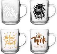 Solmazer Iros 250ml Üveg Üdítős pohár - Többfajta feliratos átlátszó