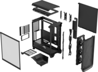 Fractal Design Meshify 3 TG Light Tint Midi Torony Számítógépház + 3db 140mm ventilátor - Fekete