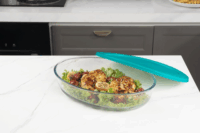 TOO KT-100 Hőálló Üveg ovális ételtároló műanyag tetővel 3200ml