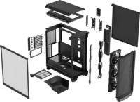 Fractal Design Meshify 3 Ambience Pro RGB Midi Torony Számítógépház + 3db 140mm ARGB ventilátor - Fekete