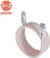 AVAX CB611P USB-C apa - Lightning apa Adat- és töltőkábel 1m - Rózsaszín