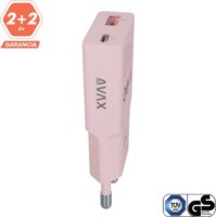 AVAX CH641P USB-A / USB-C hálózati töltő Hálózati Gyorstöltő Adapter 30W - Rózsaszín