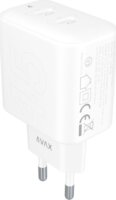 AVAX CH602W 2xUSB-C hálózati töltő Hálózati Gyorstöltő Adapter 45W - Fehér