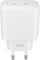 AVAX CH602W 2xUSB-C hálózati töltő Hálózati Gyorstöltő Adapter 45W - Fehér