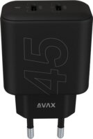 AVAX CH602B 2xUSB-C hálózati töltő Hálózati Gyorstöltő Adapter 45W - Fekete