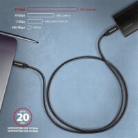 Axagon BUCM32-CM05AB USB-C apa - USB-C apa Adat- és töltőkábel 100W 0.5m - Fekete