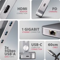 AXAGON HMC-STND Laptop állvány beépített dokkolóval 100W