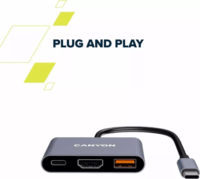 Canyon CNS-TDS4 3 in 1 Univerzális USB-C Laptop Dokkoló - Szürke
