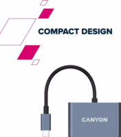 Canyon CNS-TDS4 3 in 1 Univerzális USB-C Laptop Dokkoló - Szürke