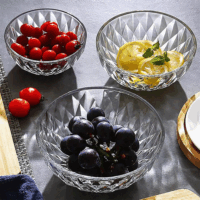 TOO KT-585 Gyémánt mintás üveg tálkészlet (4db/csomag)