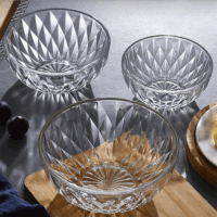 TOO KT-585 Gyémánt mintás üveg tálkészlet (4db/csomag)