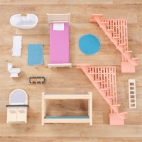 KidKraft Boho Naturals Három szintes stílusos Fa babaház kiegészítőkkel