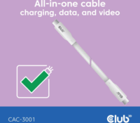 Club 3D Lifestyle USB-C apa - USB-C apa 4.0 Adat és töltő kábel 2m - Fehér