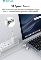 Devia ST121485 Smart Series USB-C apa - USB-C / Lightning apa Adat- és töltőkábel 1.2m - Fehér
