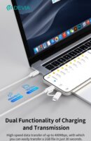Devia ST121485 Smart Series USB-C apa - USB-C / Lightning apa Adat- és töltőkábel 1.2m - Fehér