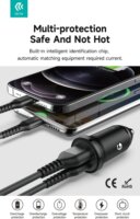 Devia ST112421 Smart Series Mini USB-C / USB-C Szivargyújtós Gyorstöltő Adapter 30W - Fekete