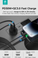 Devia ST112421 Smart Series Mini USB-C / USB-C Szivargyújtós Gyorstöltő Adapter 30W - Fekete