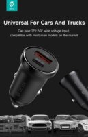 Devia ST112421 Smart Series Mini USB-C / USB-C Szivargyújtós Gyorstöltő Adapter 30W - Fekete