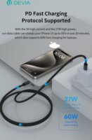 Devia ST107885 Gracious Series USB-C apa - USB-C apa Adat és töltőkábel 1m - Fekete