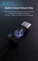 Devia ST107885 Gracious Series USB-C apa - USB-C apa Adat és töltőkábel 1m - Fekete