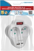 Esperanza ELK311W USB-C / USB-A Hálózati elosztó 2 aljzatos - Fehér