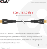 Club3D CAC-1393 HDMI 2.1 - HDMI 2.1 8K60Hz Aktív optikai kábel 50m - Fekete