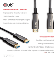 Club3D CAC-1393 HDMI 2.1 - HDMI 2.1 8K60Hz Aktív optikai kábel 50m - Fekete