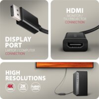 Axagon RVD-HI20N DisplayPort 1.2 Apa - HDMI 2.0 Anya Adapterkábel 0.15m - Fekete