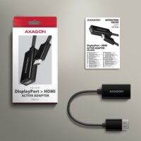 Axagon RVD-HI20N DisplayPort 1.2 Apa - HDMI 2.0 Anya Adapterkábel 0.15m - Fekete