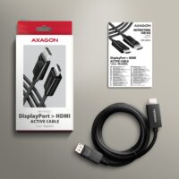 Axagon RVD-HI20C2 DisplayPort 1.4 Apa - HDMI 2.0 Apa Adapterkábel 1.8m - Fekete