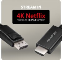 Axagon RVD-HI20C2 DisplayPort 1.4 Apa - HDMI 2.0 Apa Adapterkábel 1.8m - Fekete