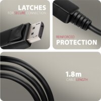 Axagon RVD-HI20C2 DisplayPort 1.4 Apa - HDMI 2.0 Apa Adapterkábel 1.8m - Fekete