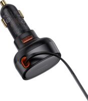 Baseus Enjoyment Pro USB-A / Lightning kábel Szivargyújtós Gyorstöltő 55W - Fekete