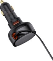 Baseus Enjoyment Pro USB-A / USB-C kábel Szivargyújtós Gyorstöltő 60W - Fekete