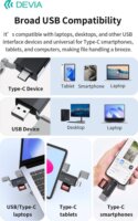 Devia Smart Series USB + Type-C Külső Memóriakártyaolvasó - Fekete