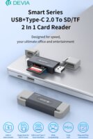 Devia Smart Series USB + Type-C Külső Memóriakártyaolvasó - Fekete